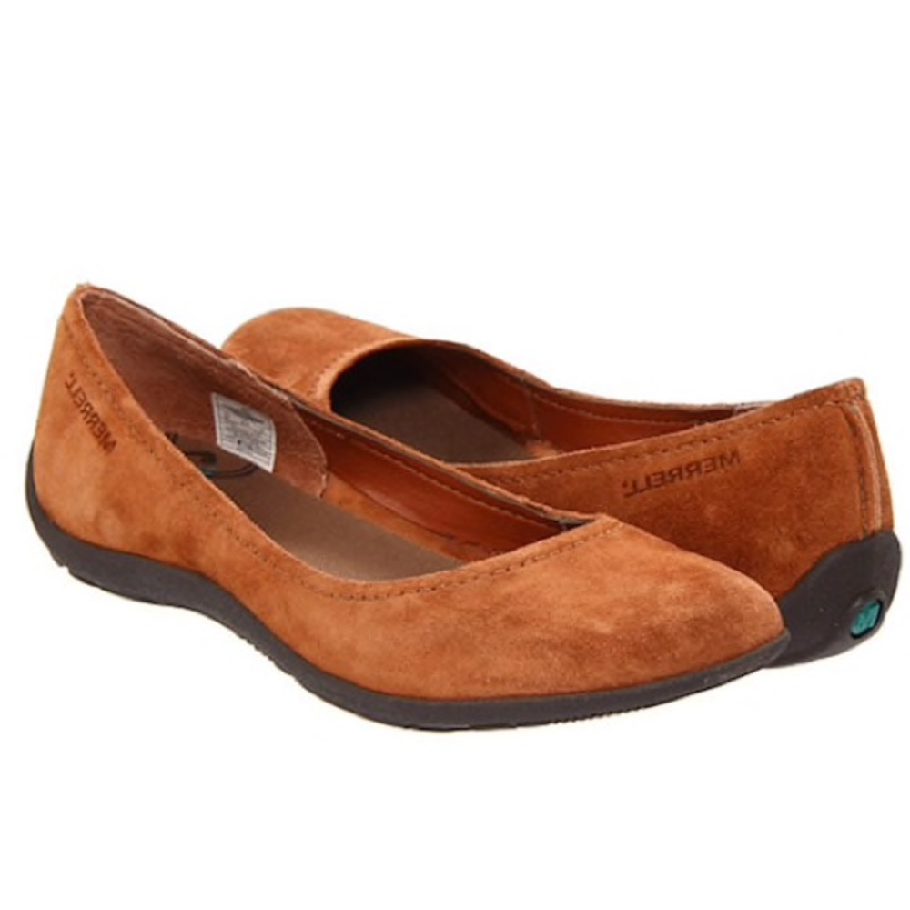 Merrell Women’s Suede Ballet Flats in Cognac